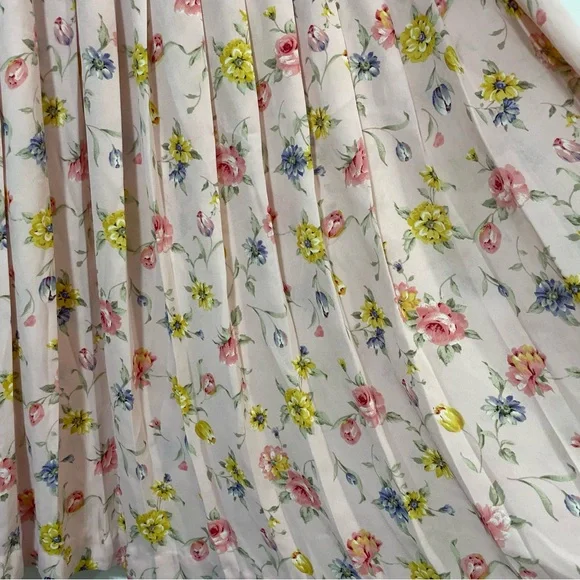 Susan Bristol New Traditions Made In USA Pleated Floral Pink Midi Skirt Size XL - Picture 6 of 8